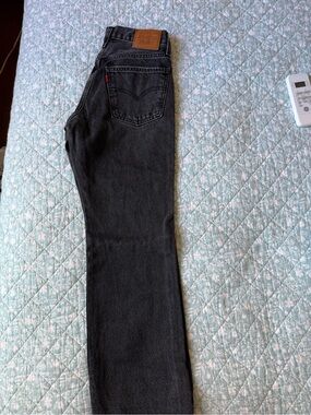 Levi's Black Straight Jeans with Leather Patch
